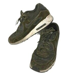 Nike Air Max 90 Premium Trainers-Women's Size 9-Olive Green Sneakers- 443817-300